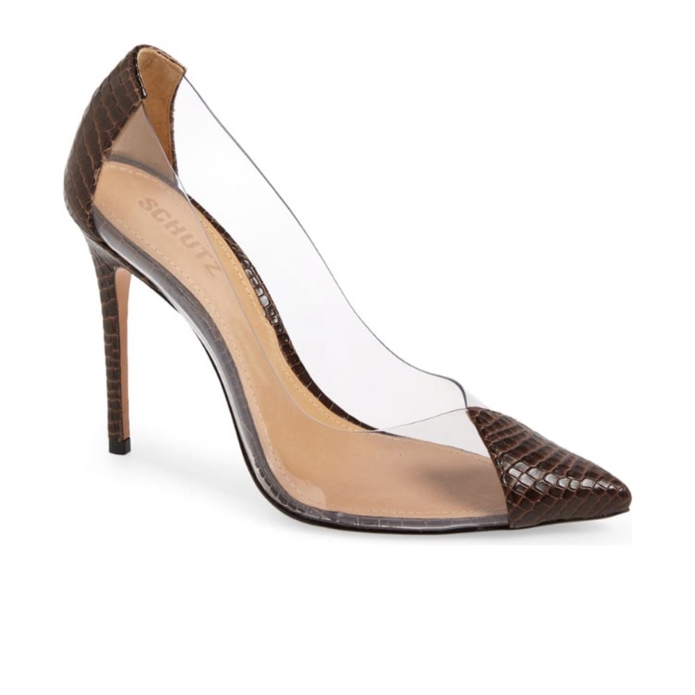 NEW SCHUTZ CENDI Leather Transparent Pumps